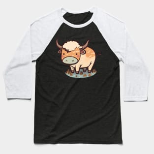 Big horned bull grazing for kids Baseball T-Shirt